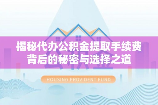 呼玛揭秘代办公积金提取手续费背后的秘密与选择之道